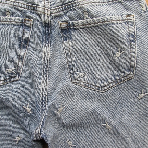 PLAYBOY By PacSun High Rise Boyfriend Bunny Embroidery Crop Jeans Women's Sz 24 - Picture 7 of 10